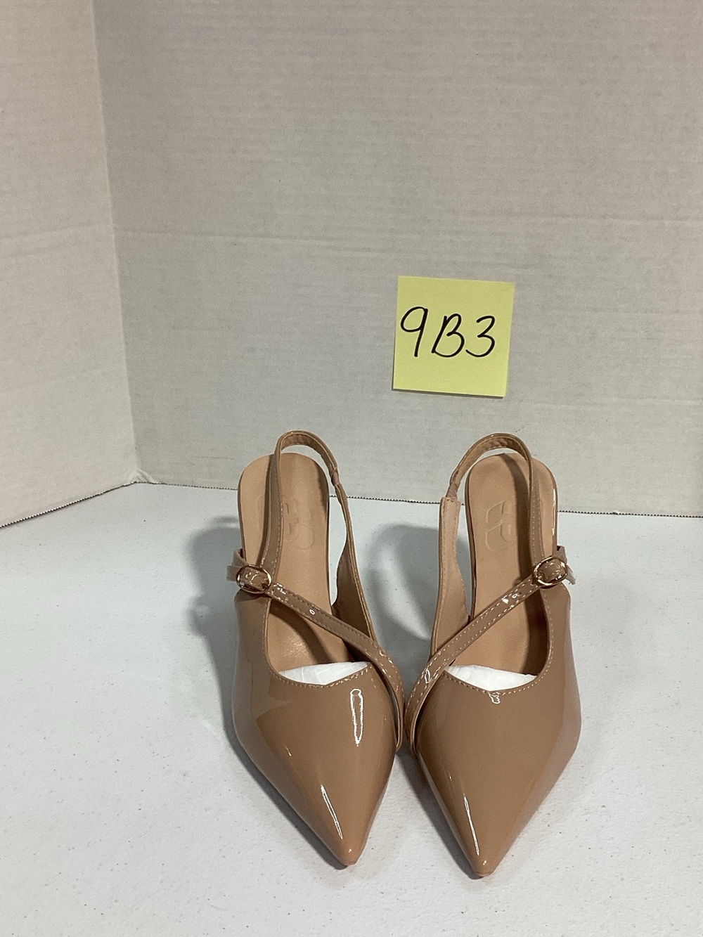 Patent Pointed-Toe Slingback Pumps in Taupe